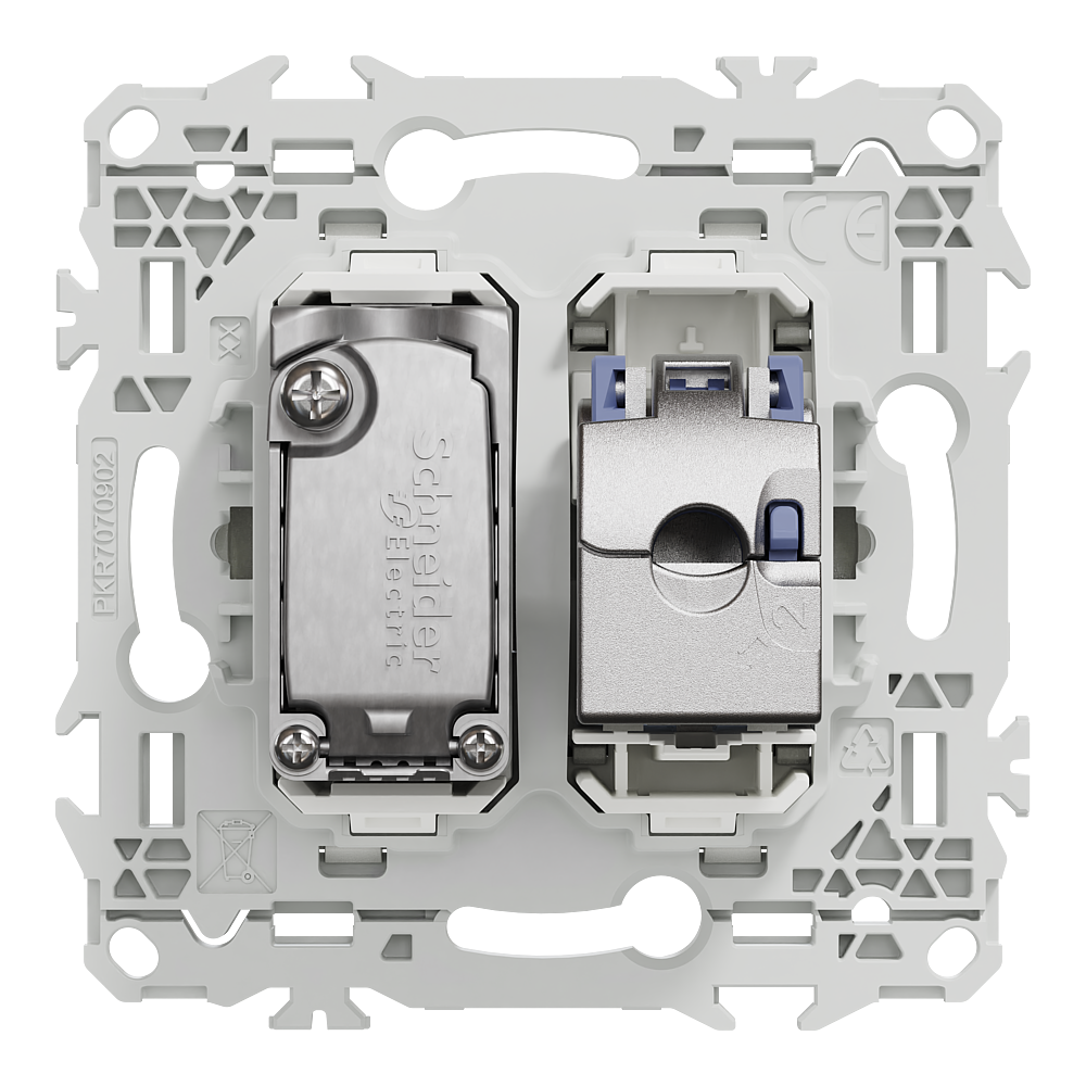 Odace prise RJ45 cat.6 STP + TV blanc